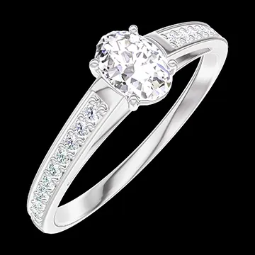 « L'Atelier » Nº160307 - Ring White gold 18 carats - Diamond white Oval 0.3 Carats - Setting Diamond white