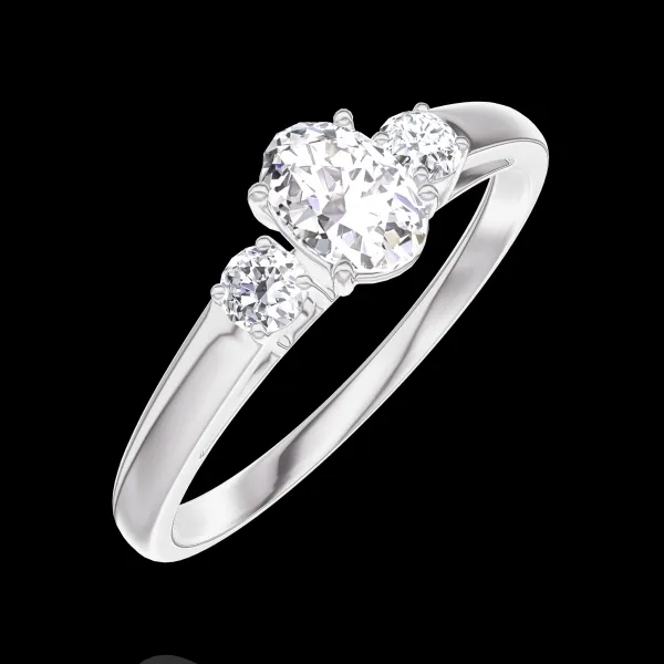 « L'Atelier » nr 160323 - Pierścionek Białe złoto 750 - Diament Owal 0.3 karat - Kamienie boczne Diament