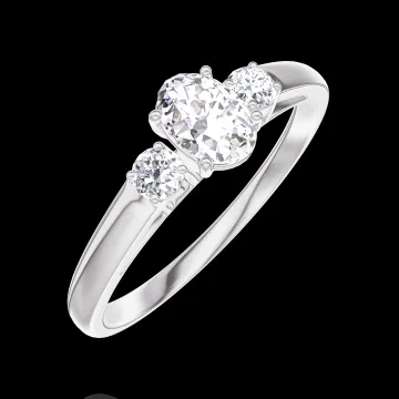 « L'Atelier » nr 160323 - Pierścionek Białe złoto 750 - Diament Owal 0.3 karat - Kamienie boczne Diament