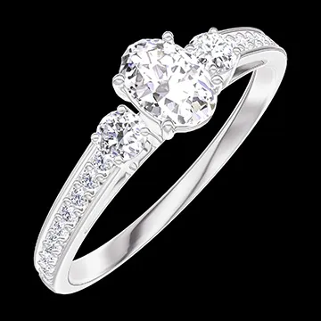 « L'Atelier » Nº160327 - Inel Aur alb 18 carate - Diamant Oval 0.3 carate - Pietre laterale Diamant - Încrustare Diamant