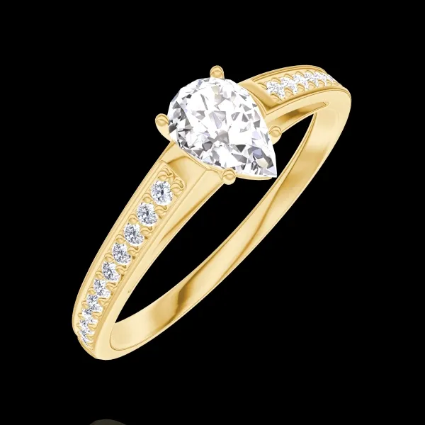 « L'Atelier » n.º 180405 - Anillo Oro amarillo 18 quilates - Diamante de laboratorio Pera 0.3 quilates - Engastado Diamante de laboratorio