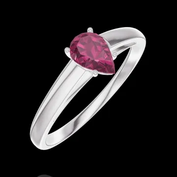« L'Atelier » No. 161004 - Ring White gold 9 carats - Ruby Pear 0.3 Carats