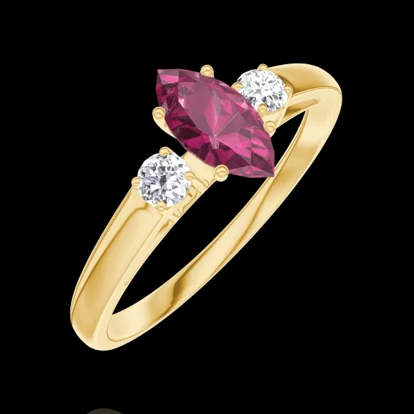 « L'Atelier » Nº1000691 - Ring Yellow gold 18 carats - Synthetic ruby Marquise 0.3 Carats - Ring settings Laboratory Diamond