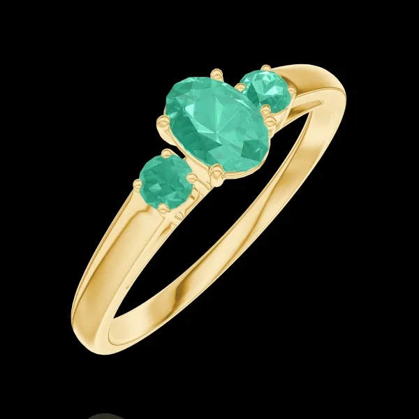 « L'Atelier » Nº162181 - Bague Or jaune 18 carats - Émeraude Ovale 0.3 carat - Pierres de côté Émeraude