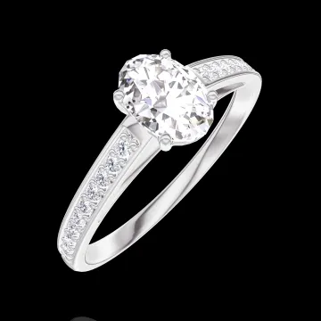 « L'Atelier » Nº182708 - Bague Or blanc 9 carats - Diamant synthétique Ovale 0.5 carat - Sertissage Diamant synthétique