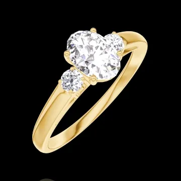 « L'Atelier » n.º 182722 - Anillo Oro amarillo 9 quilates - Diamante de laboratorio Ovalo 0.5 quilates - Piedras laterales Diamante de laboratorio