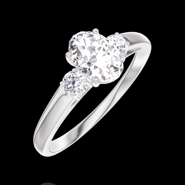 « L'Atelier » No. 182724 - Ring White gold 9ct (375) - Lab-grown diamond Oval 0.5 Carats - Ring settings Lab-grown diamond