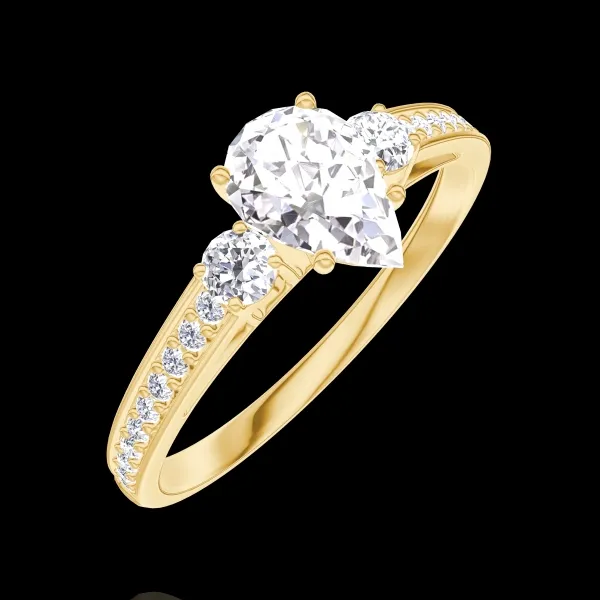 « L'Atelier » Nº182825 - Anello Oro giallo 18 carati - Diamante di laboratorio Goccia 0.5 Carati - Pietre laterali Diamante di laboratorio - Incastonatura Diamante di laboratorio