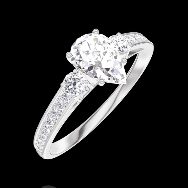 « L'Atelier » Nº162827 - Inel Aur alb 18 carate - Diamant Pară 0.5 carate - Pietre laterale Diamant - Încrustare Diamant