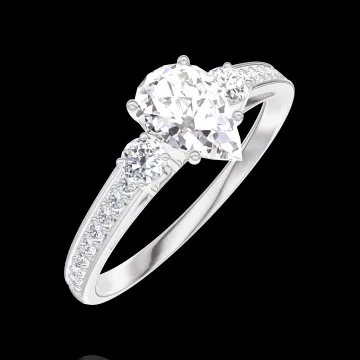 « L'Atelier » Nº162827 - Anello Oro bianco 18 carati - Diamante Goccia 0.5 Carati - Pietre laterali Diamante - Incastonatura Diamante