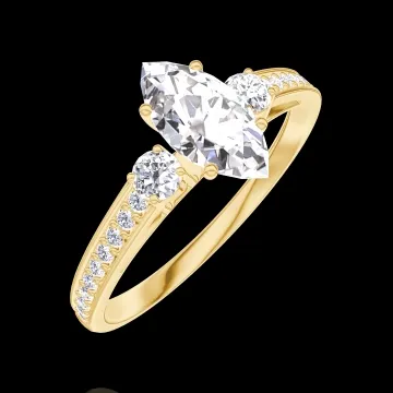 « L'Atelier » Nº162925 - Pierścionek Żółte złoto 750 - Diament Markiza 0.5 karat - Kamienie boczne Diament - Oprawa Diament