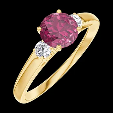 « L'Atelier » Nº163021 - Bague Or jaune 18 carats - Rubis Rond 0.5 carat - Pierres de côté Diamant