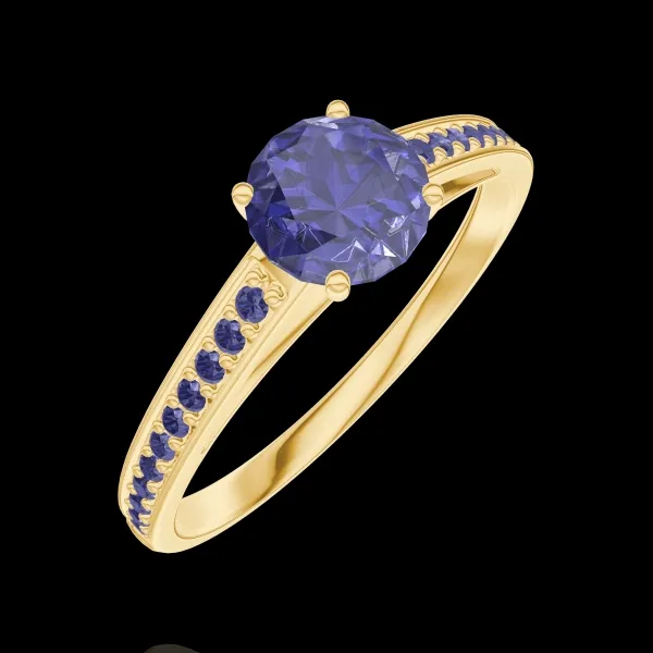 « L'Atelier » Nº1002208 - Anillo Oro amarillo 9 quilates - Zafiro sintético redondo 0.5 quilates - Engastado Zafiro azul