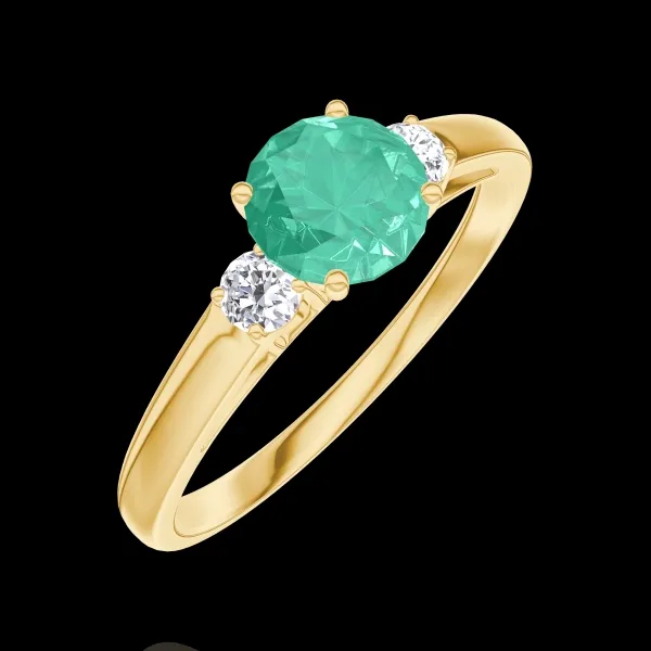 « L'Atelier » No. 164221 - Ring Yellow gold 18 carats - Emerald Round 0.5 Carats - Ring settings Diamond white
