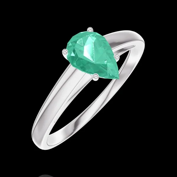 « L'Atelier » Nº164604 - Ring White gold 9 carats - Emerald Pear 0.5 Carats