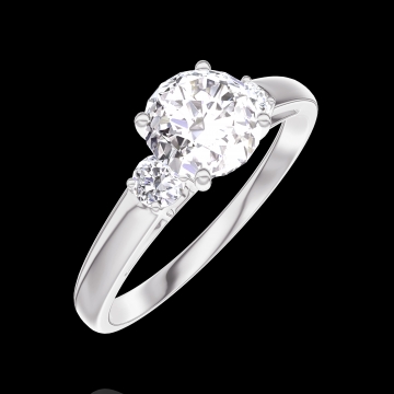 « L'Atelier » n. 184823 - Anello di fidanzamento Oro bianco 18 carati (750) - Diamante di laboratorio Rotonda  0.7 Carati - Pietre laterali Diamante di laboratorio