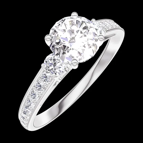 « L'Atelier » Nº164827 - Anillo Oro blanco 18 quilates - Diamante redondo 0.7 quilates - Piedras laterales Diamante - Engastado Diamante