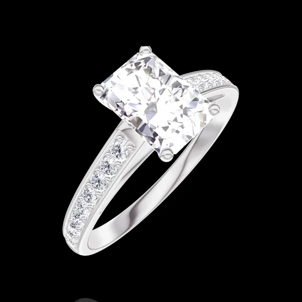 « L'Atelier » nr. 185007 - Inel Aur alb 18 carate - Diamante de laborator Smarald 0.7 carate - Încrustare Diamante de laborator