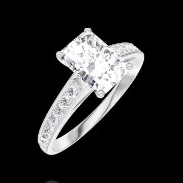 « L'Atelier » n. 185007 - Anello Oro bianco 18 carati - Diamante di laboratorio Rettangolo 0.7 Carati - Incastonatura Diamante di laboratorio