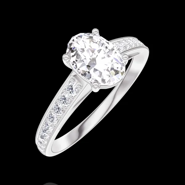 « L'Atelier » No. 185107 - Ring White gold 18 carats - Laboratory Diamond Oval 0.7 Carats - Setting Laboratory Diamond