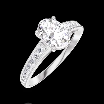 « L'Atelier » nr. 185107 - Inel Aur alb 18 carate - Diamante de laborator Oval 0.7 carate - Încrustare Diamante de laborator