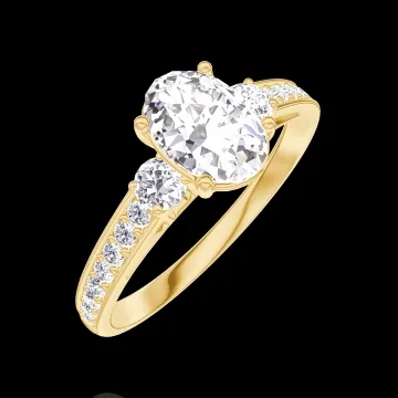 « L'Atelier » Nº185125 - Anillo Oro amarillo 18 quilates - Diamante de laboratorio Ovalo 0.7 quilates - Piedras laterales Diamante de laboratorio - Engastado Diamante de laboratorio