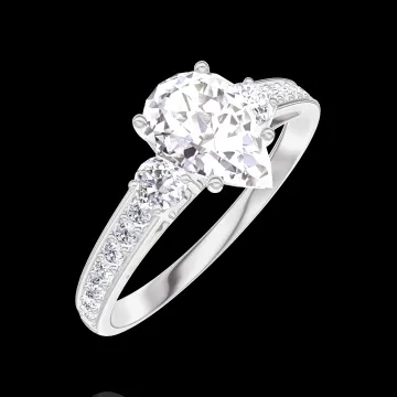 « L'Atelier » nr. 185228 - Inel Aur alb 9 carate - Diamante de laborator Pară 0.7 carate - Pietre laterale Diamante de laborator - Încrustare Diamante de laborator