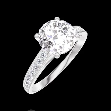 « L'Atelier » Nº187207 - Bague Or blanc 18 carats - Diamant synthétique Rond 1 carat - Sertissage Diamant synthétique