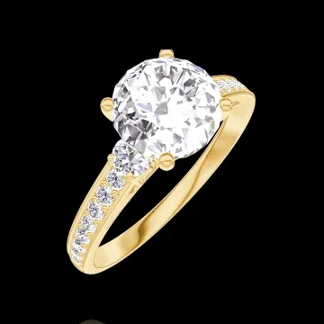 « L'Atelier » Nº167226 - Ring Yellow gold 9 carats - Diamond white round 1 Carats - Ring settings Diamond white - Setting Diamond white