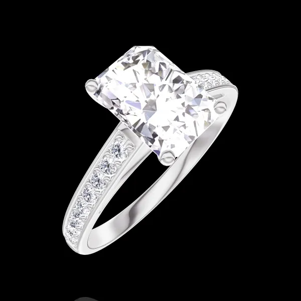 « L'Atelier » Nº187407 - Inel Aur alb 18 carate - Diamante de laborator Smarald 1 carate - Încrustare Diamante de laborator