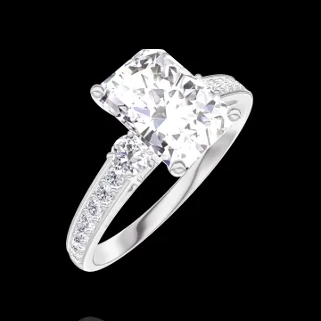 « L'Atelier » nr. 187427 - Inel Aur alb 18 carate - Diamante de laborator Smarald 1 carate - Pietre laterale Diamante de laborator - Încrustare Diamante de laborator