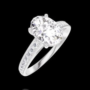 « L'Atelier » Nº167508 - Ring White gold 9 carats - Diamond white Oval 1 Carats - Setting Diamond white