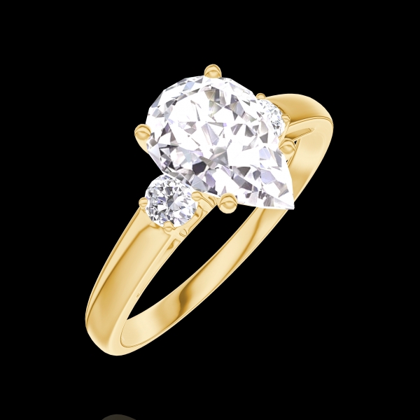 « L'Atelier » No. 187622 - Engagement ring Yellow gold 9ct (375) - Lab-grown diamond Pear  1 Carats - Ring settings Lab-grown diamond