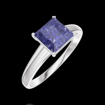 « L'Atelier » Nº168503 - Anello Oro bianco 18 carati - Zaffiro blu Principessa 1 Carati
