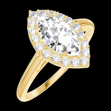 « L'Atelier » Nº170241 - Anillo Oro amarillo 18 quilates - Diamante Marquesa 0.5 quilates - Halo Diamante