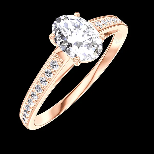 « L'Atelier » Nº176641 - Ring Pink gold 9 carats - Laboratory Diamond Oval 0.5 Carats - Setting Laboratory Diamond