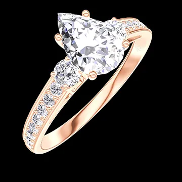 « L'Atelier » Nº177000 - Inel Aur roz 18 carate - Diamante de laborator Pară 0.7 carate - Pietre laterale Diamante de laborator - Încrustare Diamante de laborator