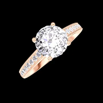 « L'Atelier » n.º 177090 - Anillo Oro rosa 18 quilates - Diamante de laboratorio Redondo 1 quilates - Engastado Diamante de laboratorio