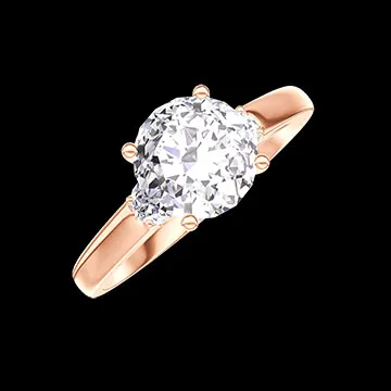 « L'Atelier » nr. 177098 - Ring Roségoud 18 karaat - Laboratorium diamant Rond 1 Karaat - Aanleunende edelstenen Laboratorium diamant