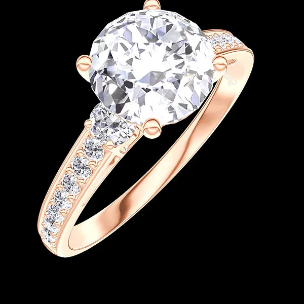 « L'Atelier » Nº177100 - Anello Oro rosa 18 carati - Diamante di laboratorio Rotonda 1 Carati - Pietre laterali Diamante di laboratorio - Incastonatura Diamante di laboratorio