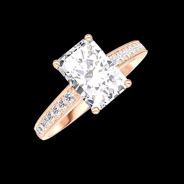 « L'Atelier » n.º 177191 - Anillo Oro rosa 9 quilates - Diamante de laboratorio Rectángulo 1 quilates - Engastado Diamante de laboratorio
