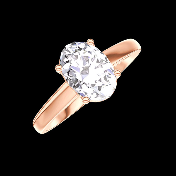 « L'Atelier » n. 177239 - Anello di fidanzamento Oro rosa 9 carati (375) - Diamante di laboratorio Ovale 1 Carati