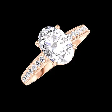 « L'Atelier » n.º 177241 - Anillo Oro rosa 9 quilates - Diamante de laboratorio Ovalo 1 quilates - Engastado Diamante de laboratorio