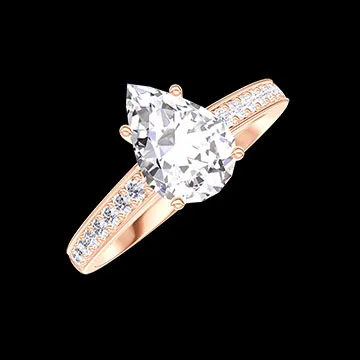 « L'Atelier » n.º 177291 - Anillo Oro rosa 9 quilates - Diamante de laboratorio Pera 1 quilates - Engastado Diamante de laboratorio