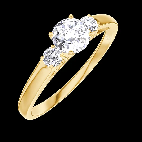 « L'Atelier » Nº180022 - Anillo Oro amarillo 9 quilates - Diamante de laboratorio redondo 0.3 quilates - Piedras laterales Diamante de laboratorio
