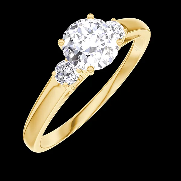 « L'Atelier » Nº182421 - Ring Gelbgold 750/-(18Kt) - Labordiamant rund 0.5 Karat - Seitliche Steine Labordiamant