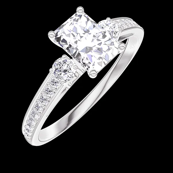 « L'Atelier » Nº182627 - Ring Witgoud 18 karaat - Laboratorium diamant Rechthoekig 0.5 Karaat - Aanleunende edelstenen Laboratorium diamant - Setting Laboratorium diamant