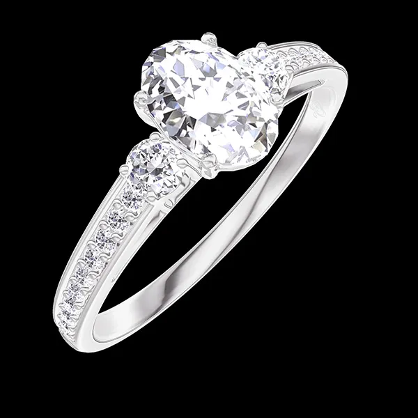 « L'Atelier » Nº182727 - Ring White gold 18 carats - Laboratory Diamond Oval 0.5 Carats - Ring settings Laboratory Diamond - Setting Laboratory Diamond