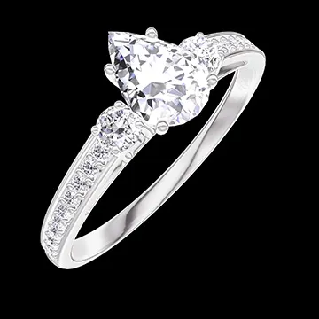 « L'Atelier » Nº182827 - Anillo Oro blanco 18 quilates - Diamante de laboratorio Pera 0.5 quilates - Piedras laterales Diamante de laboratorio - Engastado Diamante de laboratorio