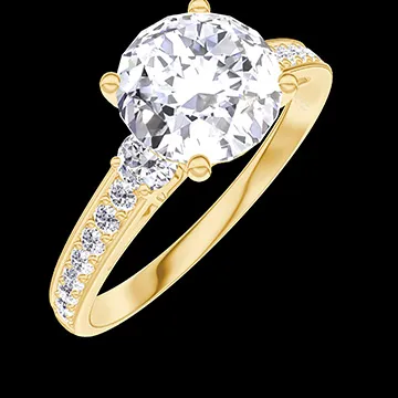 « L'Atelier » Nº187225 - Inel Aur galben 18 carate - Diamante de laborator rotund 1 carate - Pietre laterale Diamante de laborator - Încrustare Diamante de laborator